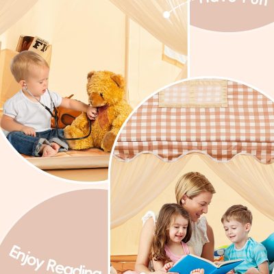 Kids Play Tent, Playhouse for Kids Indoor & Outdoor, Kids Tent with Star Light, Flags and Carry Bag, Washable Kids Tent for Girls & Boys (Without Mat)