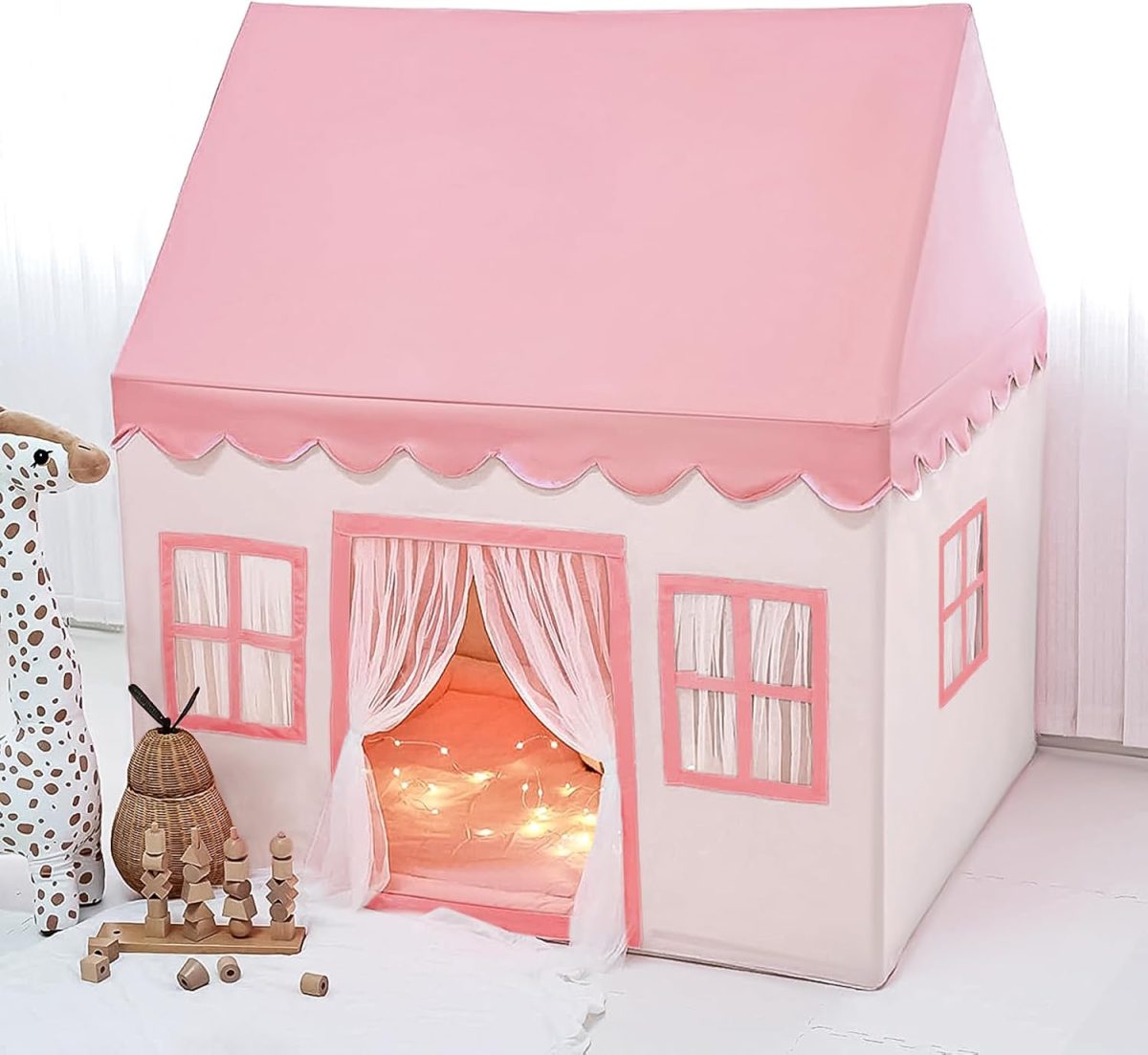 Play Tent with Mat, Kids Tent Playhouse for Kids Indoor Playhouse Large for Girls Tent Baby Tent Kids Play Tent Bed Tent for Toddler