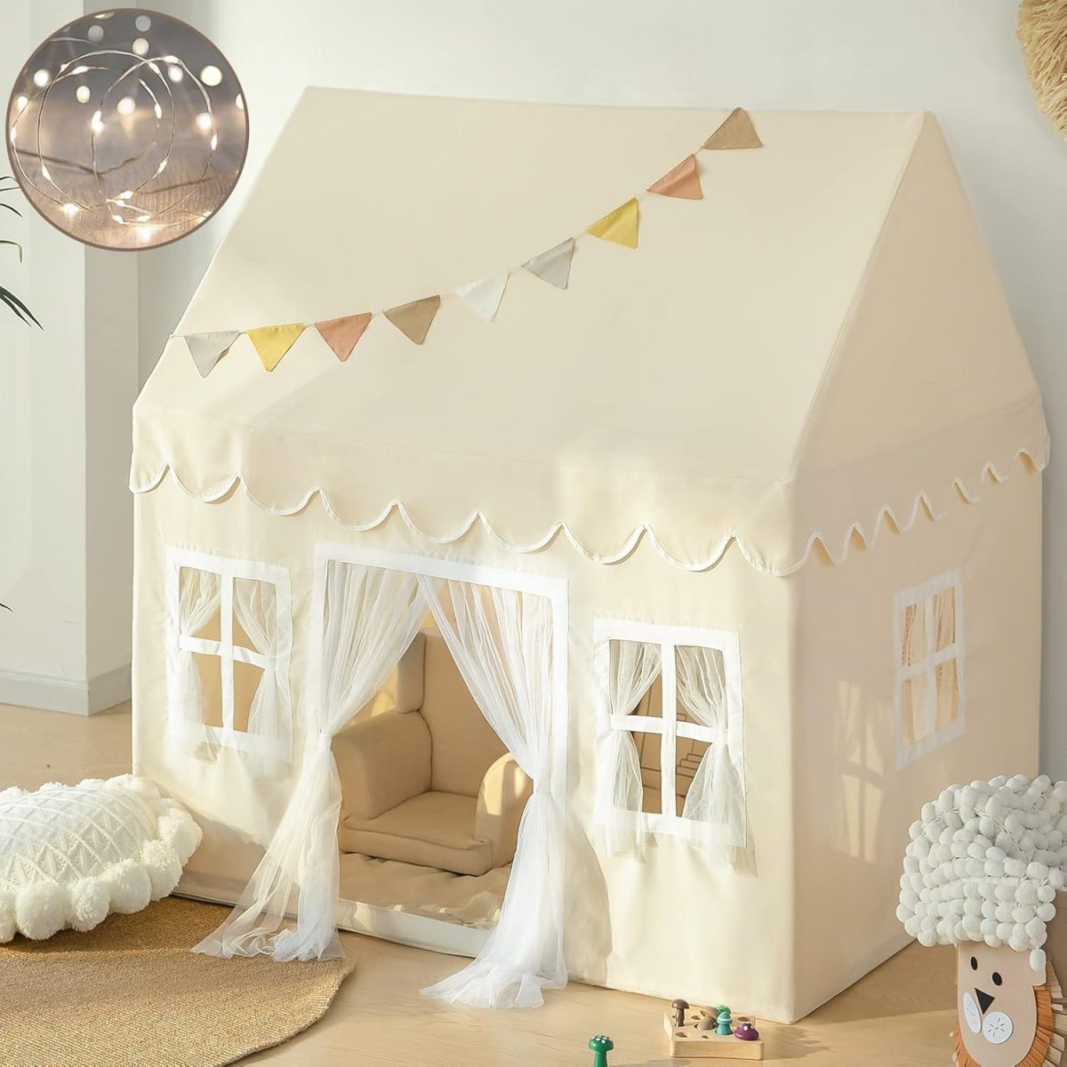 Play Tent with Mat, Kids Tent Playhouse for Kids Indoor Playhouse Large for Girls Tent Baby Tent Kids Play Tent Bed Tent for Toddler