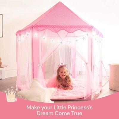 Princess Tent for Kids Tent 55"x53" – Princess Toys Kids Tent with Ultra Soft Rug & Star Led Lights – Princess Castle Kids Play Tent Indoor & Outdoor