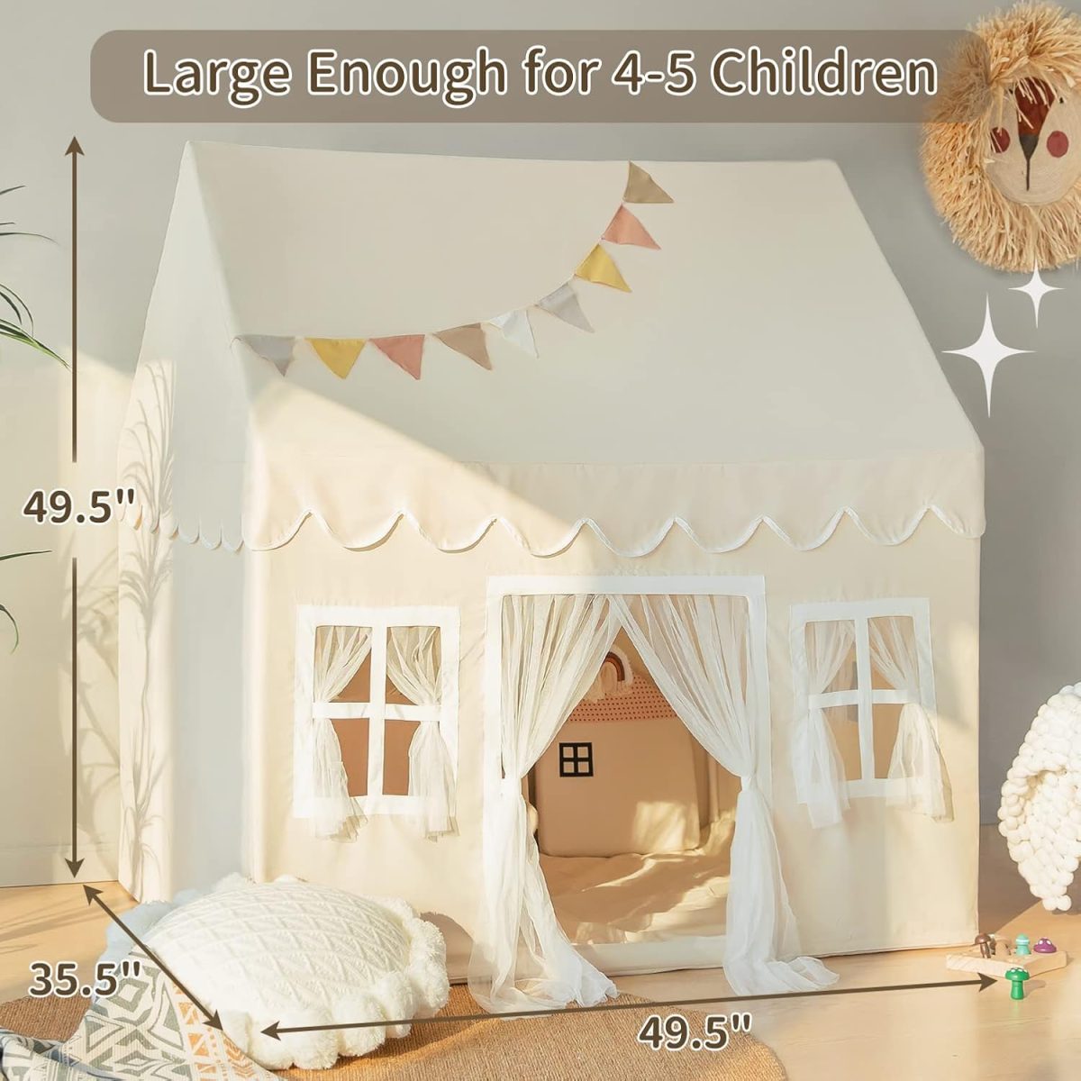 Play Tent with Mat, Kids Tent Playhouse for Kids Indoor Playhouse Large for Girls Tent Baby Tent Kids Play Tent Bed Tent for Toddler
