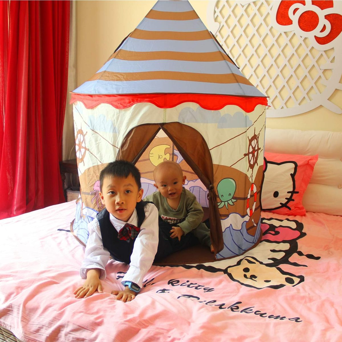 Play Tent for Kids Castle for Children Boys and Girls Viking Pattern Pop up Tent As