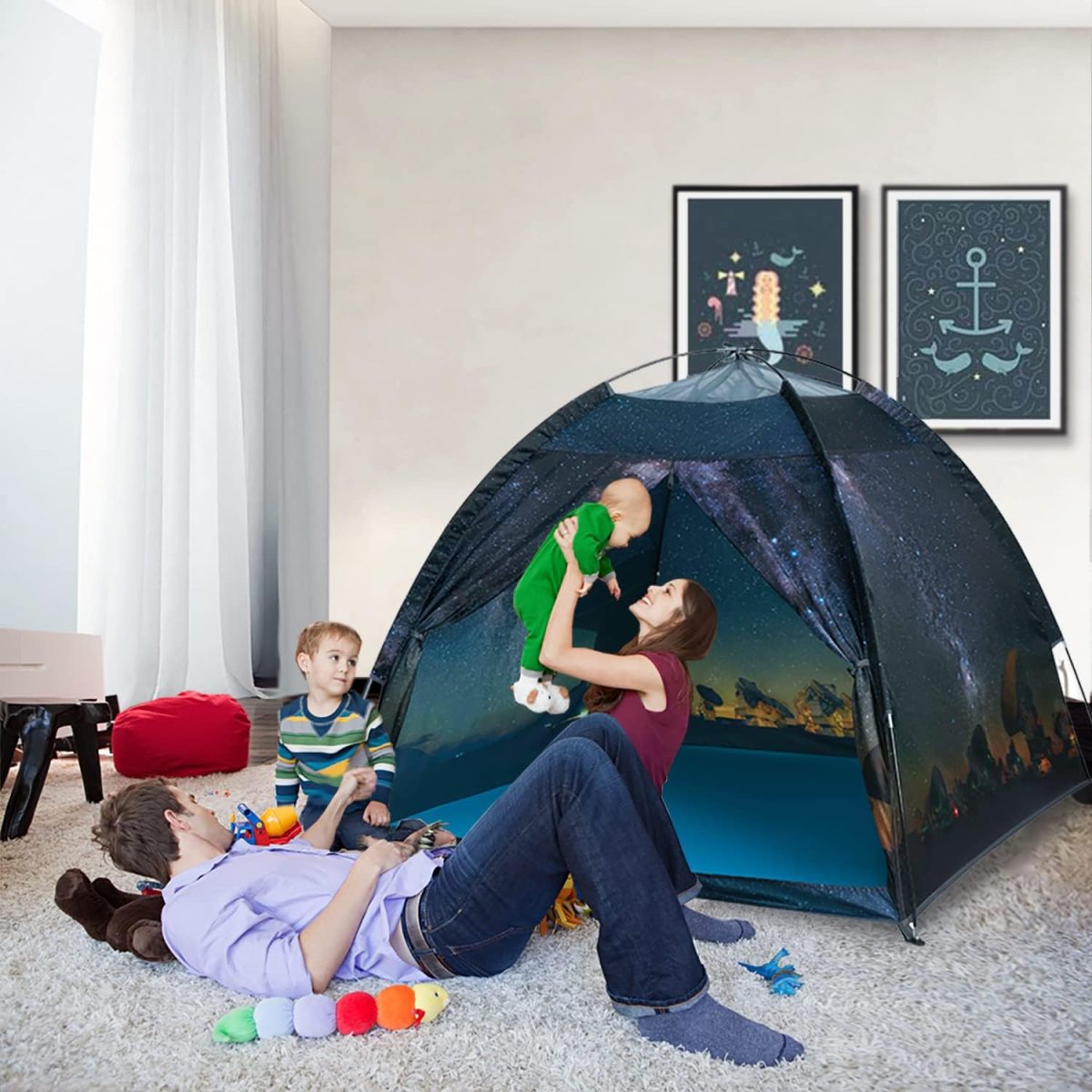 Kids Play Tent-61”x61”x45”Imaginative Play Popup Tent Space World Tent for Kids Indoor/Outdoor Fun-Kids Galaxy Dome Tent Playhouse for Boys and Girls,Perfect Kid’s Gift…