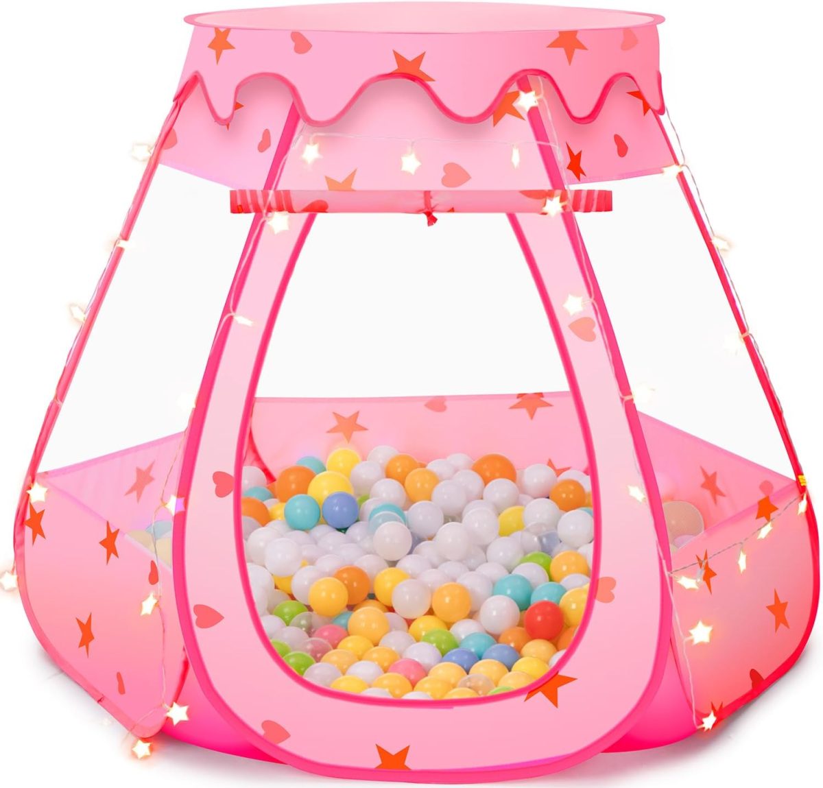 Baby Ball Pit for Toddler: with Star Lights - Pop Up Princess Play Tent for Kids - Indoor Outdoor Baby Girl Toys Birthday Gifts - NO Balls (Grayish Green Tent)