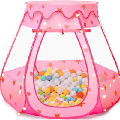 Baby Ball Pit for Toddler: with Star Lights - Pop Up Princess Play Tent for Kids - Indoor Outdoor Baby Girl Toys Birthday Gifts - NO Balls (Grayish Green Tent)