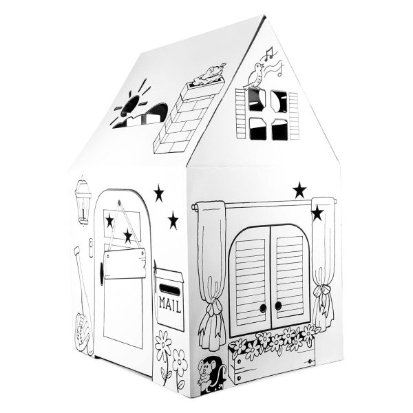 Easy Playhouse Clubhouse - Kids Art and Craft for Indoor and Outdoor Fun, Color, Draw, Doodle on this Blank Canvas – Decorate and Personalize a Cardboard Fort, 34" X 27" X 48" - Made in USA, Age 3+