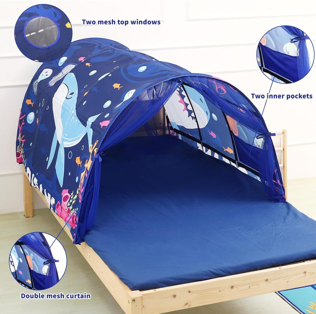 Bed Tent for Kids Lucky Castle Toddler Bed Tent Foldable Game House for Children Play Tents for Girls Boys Sleeping Canopy Playhouse