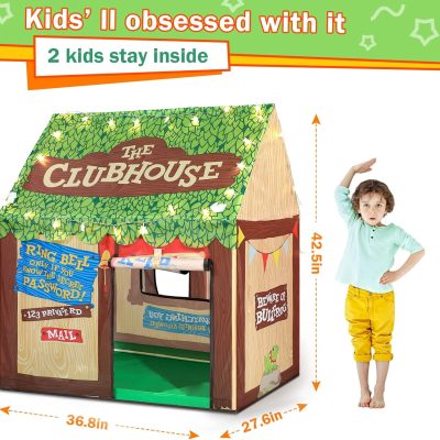 Kids Play Tent Indoor: Clubhouse Tent for Kids with Roll-up Door and Windows for Outdoor Games - Boys Tent Playhouse Toddlers Toys Tent for Birthday Gifts