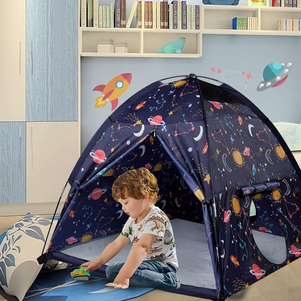 Kids Play Tent & Playhouse-60”x60”x47” Kids Pop Up Tent Children Camping Playhouse Indoor Outdoor Play Tents for Boys Girls Large Space Kids Tents with Rainfly Perfect Kid’s Gift