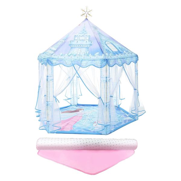 Premium Princess Play Tent - Frozen Toy for Girls with Enchanting Snowflake Lights - Spark Imagination with Princess Play Tent - Perfect for Indoor & Outdoor Play - Play Gifts Tent - Includes Cozy Rug
