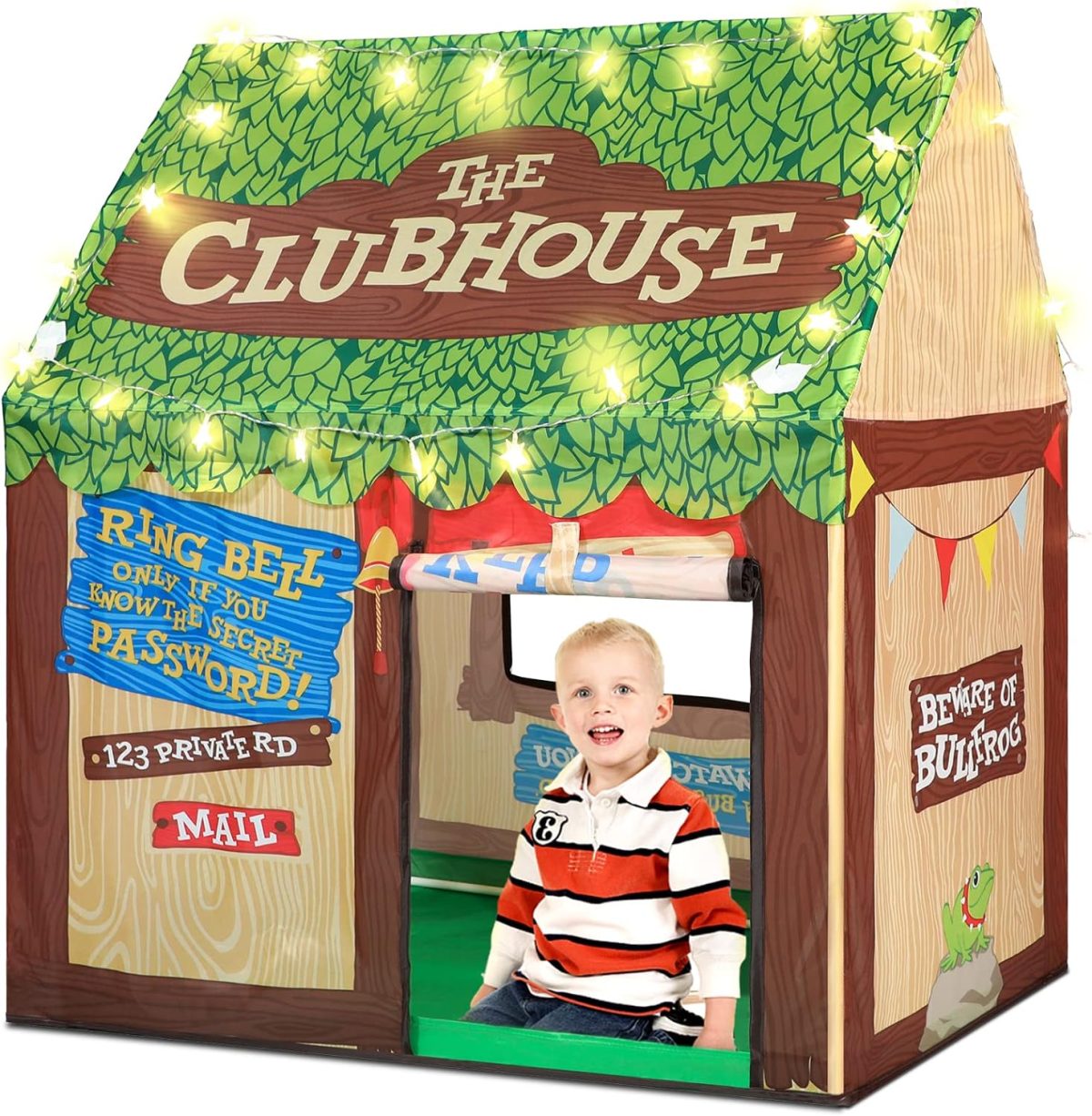 Kids Play Tent Indoor: Clubhouse Tent for Kids with Roll-up Door and Windows for Outdoor Games - Boys Tent Playhouse Toddlers Toys Tent for Birthday Gifts