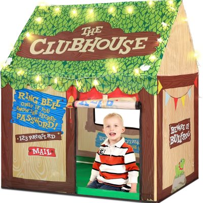 Kids Play Tent Indoor: Clubhouse Tent for Kids with Roll-up Door and Windows for Outdoor Games - Boys Tent Playhouse Toddlers Toys Tent for Birthday Gifts