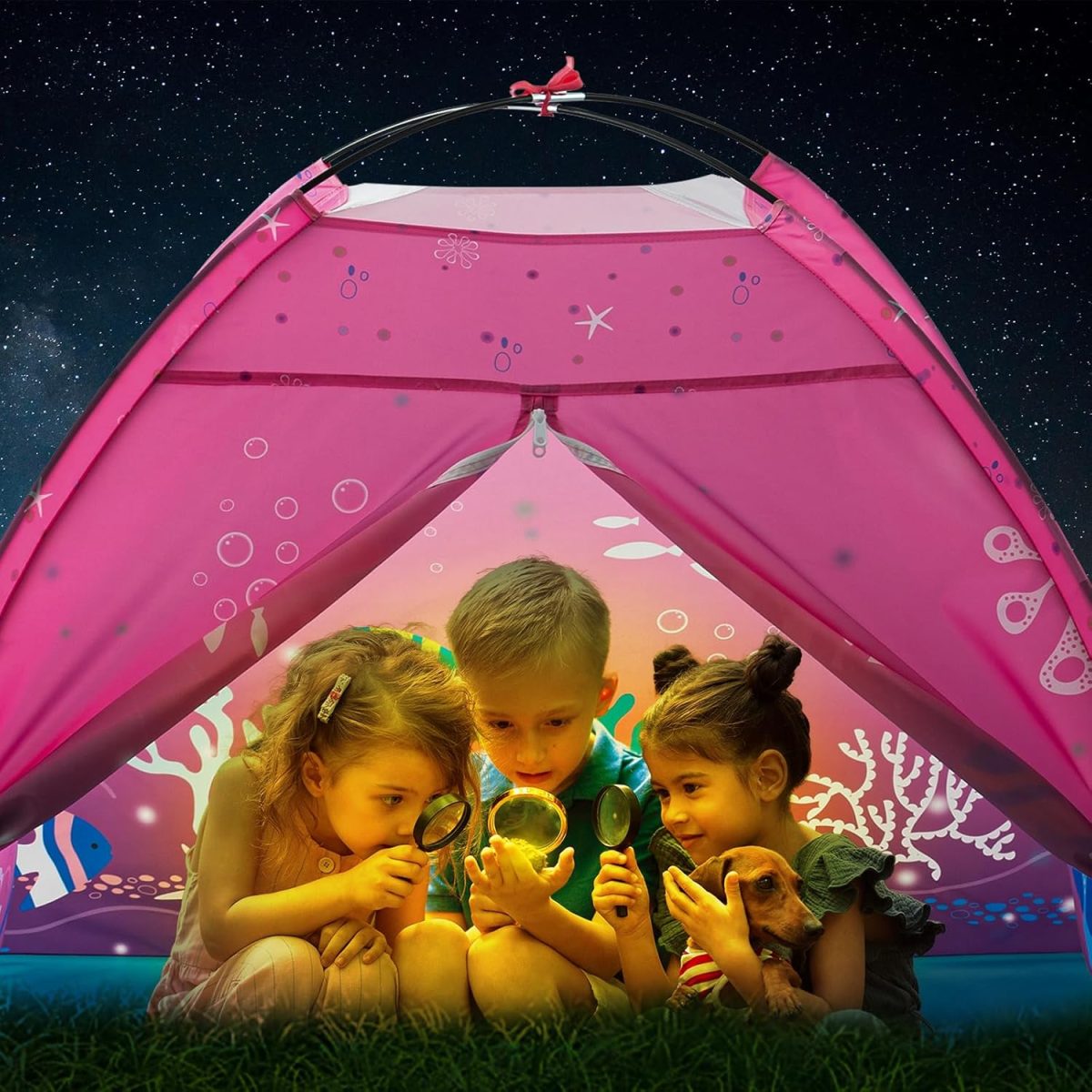 Undersea World Kids Play Tent Undersea World Tent for Kids, Kids Play Tent Foldable Pop Up Kids Tent Indoor Outdoor Party Undersea World Playhouse Tent Toy for Boys Girls-47 * 47 * 41 (Blue)