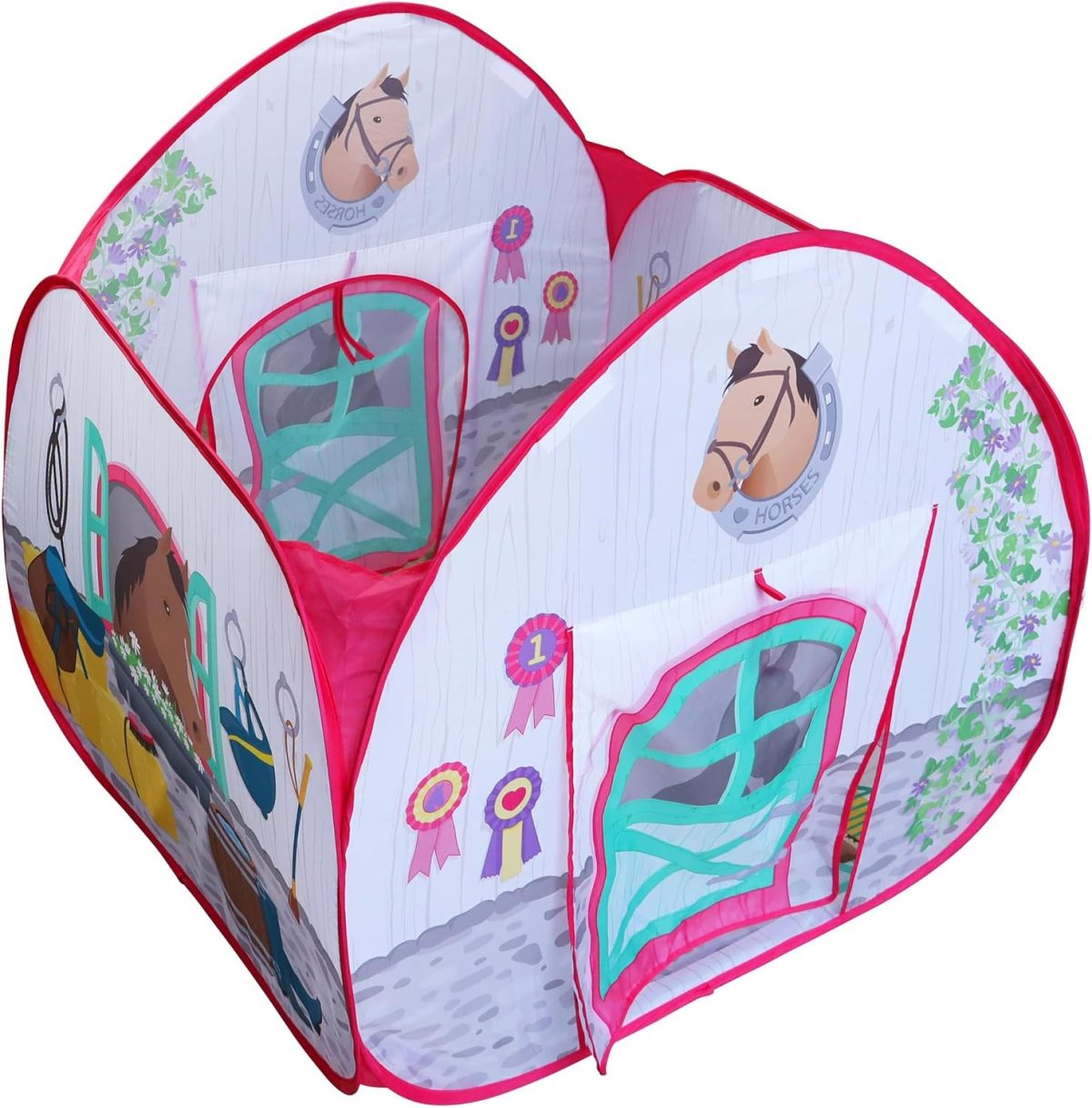 Pit Stop Tent with Race Mat Playhouse, Front & Back Doors, Spacious Interior, Pretend Play, Toddlers & Kids Ages 3+