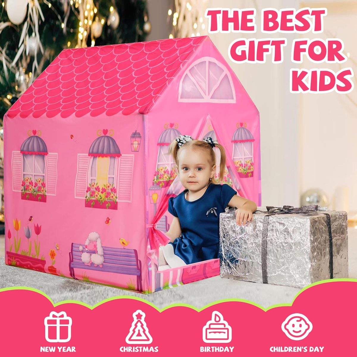 Unicorn Play Tent Kids Tent Girls & Boys, Princess Castle Tent Pretend Playhouse for Children Indoor and Outdoor Fun, Foldable Playhouse Toy Gift