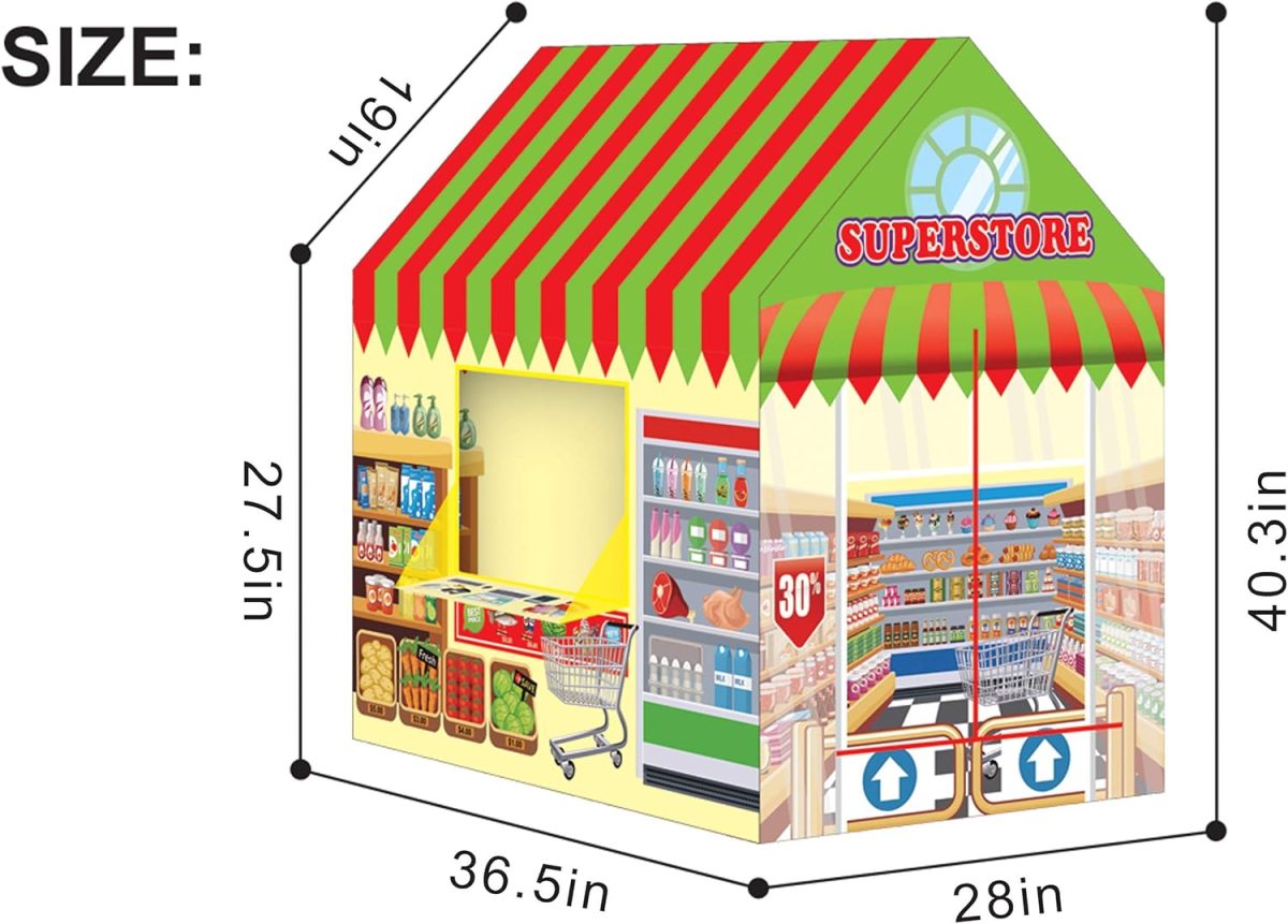 Supermarket Playhouse Kids Play Tent for Boys & Girls Indoor Outdoor Toy