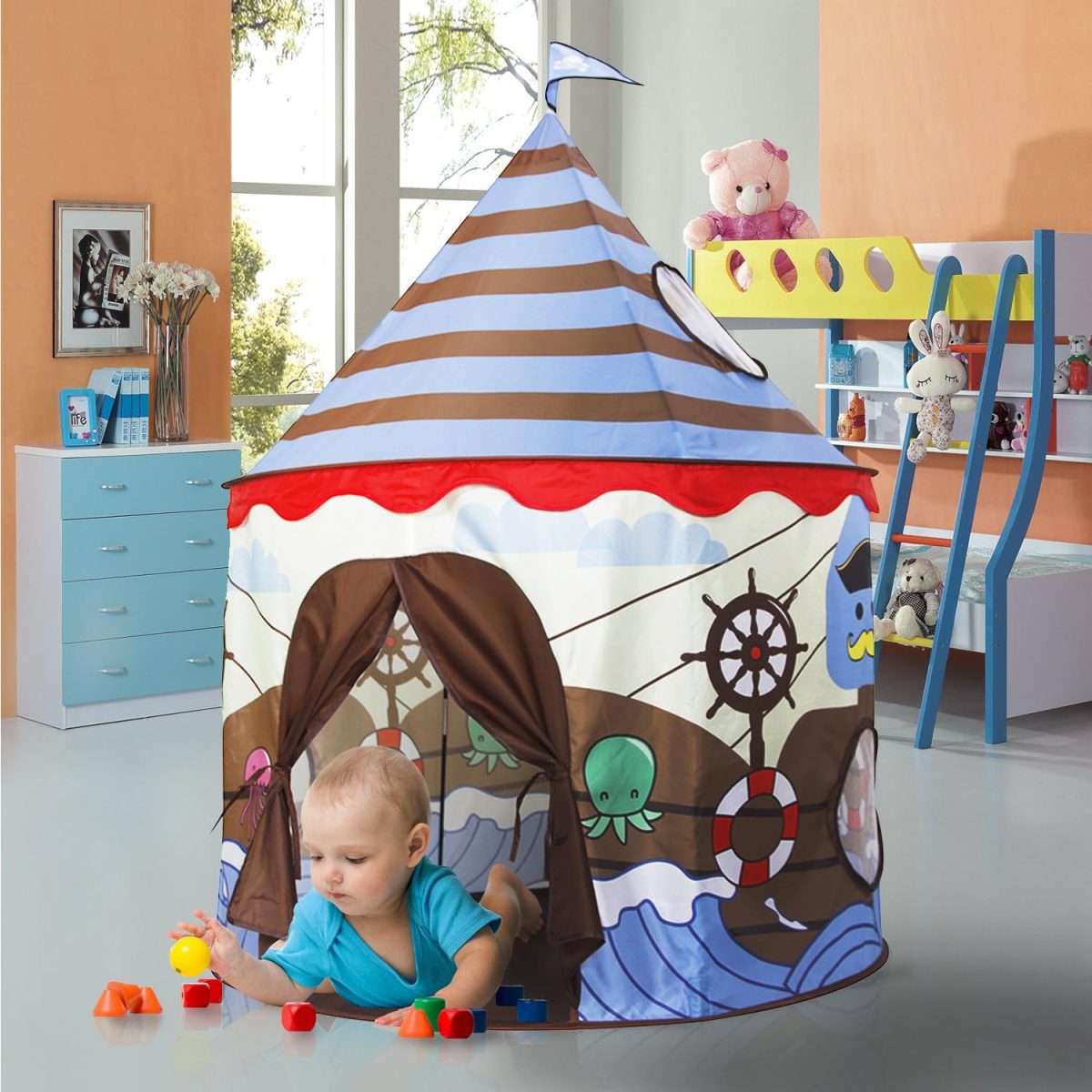 Play Tent for Kids Castle for Children Boys and Girls Viking Pattern Pop up Tent As
