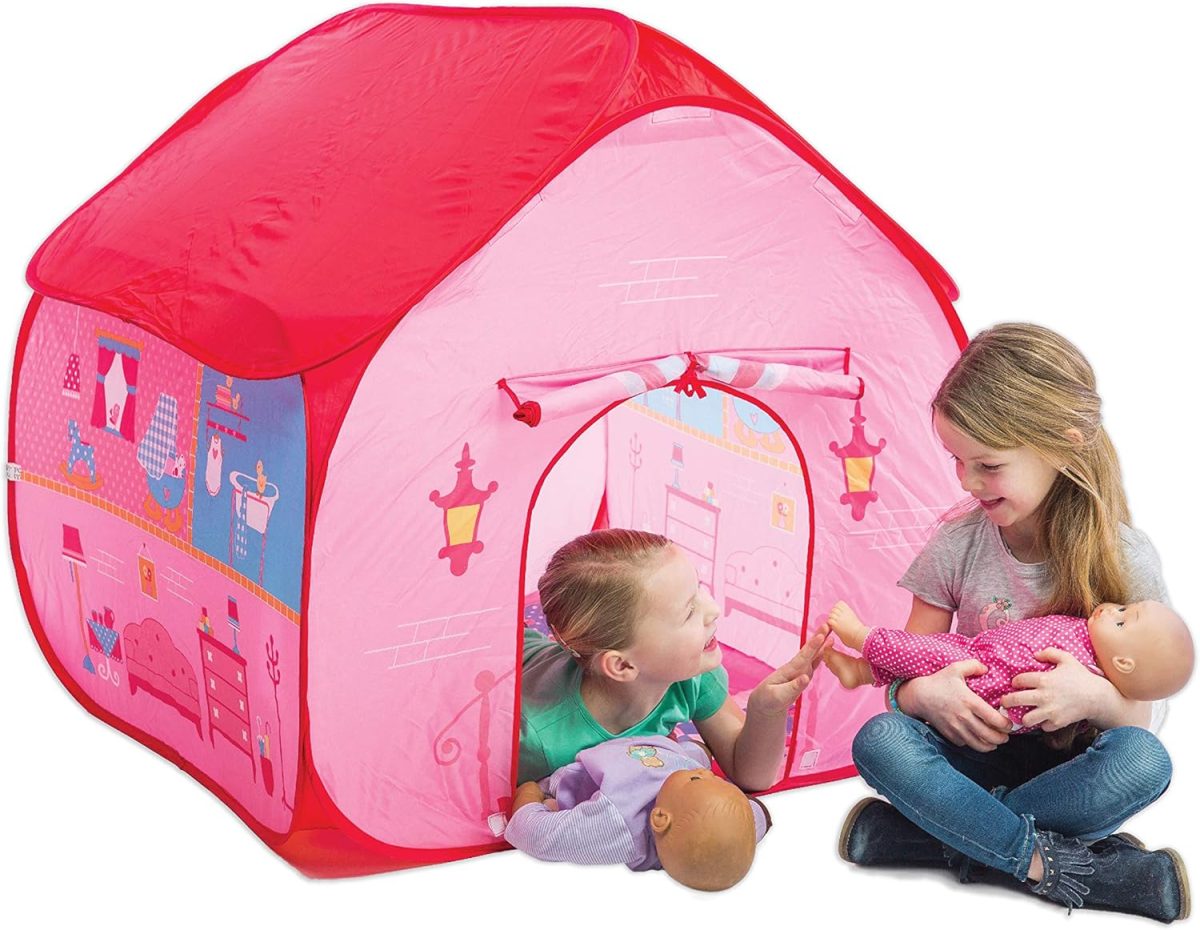 Pit Stop Tent with Race Mat Playhouse, Front & Back Doors, Spacious Interior, Pretend Play, Toddlers & Kids Ages 3+