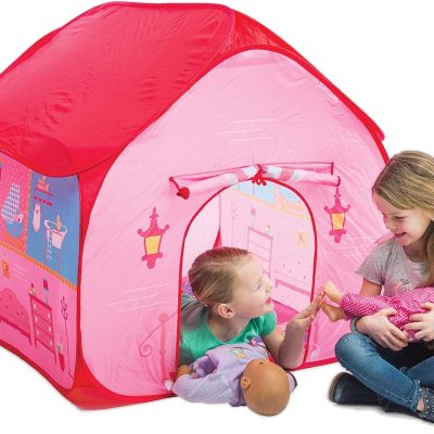 Pit Stop Tent with Race Mat Playhouse, Front & Back Doors, Spacious Interior, Pretend Play, Toddlers & Kids Ages 3+