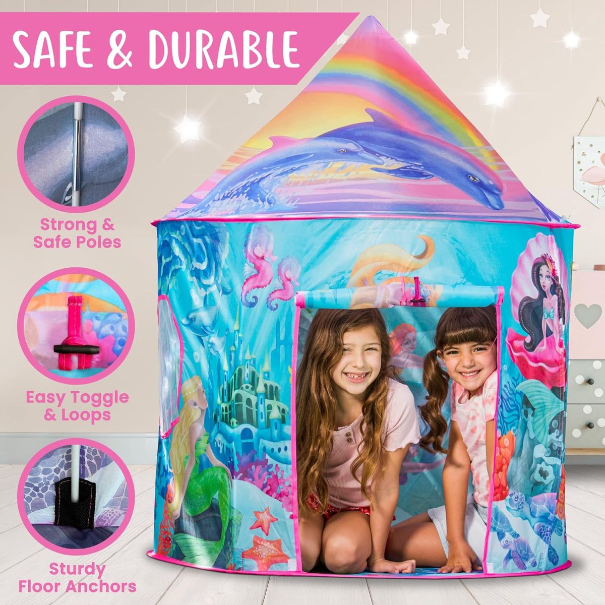 Unicorn Sparkle Play Tent with Magical Unicorn Sounds - Captivating Pop Up Tent for Girls - Perfect for Indoor & Outdoor Play