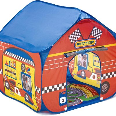 Pit Stop Tent with Race Mat Playhouse, Front & Back Doors, Spacious Interior, Pretend Play, Toddlers & Kids Ages 3+