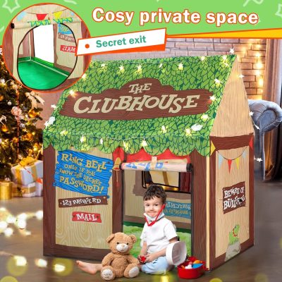Kids Play Tent Indoor: Clubhouse Tent for Kids with Roll-up Door and Windows for Outdoor Games - Boys Tent Playhouse Toddlers Toys Tent for Birthday Gifts