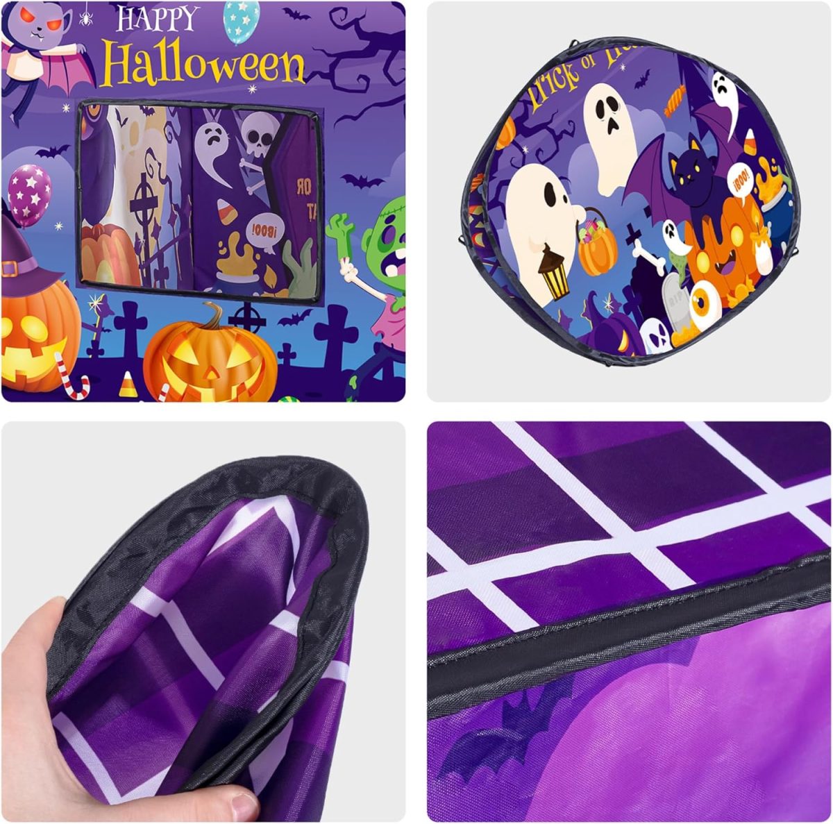 Play Tent for Kid, Halloween Ventilative Foldable Pop-Up Toddler Playhouse with Door Flip & Top Opening, Trick or Treat Non Shrink Fade Resistant Kids Tent for Girls Boys Gift, Kids Playhouse