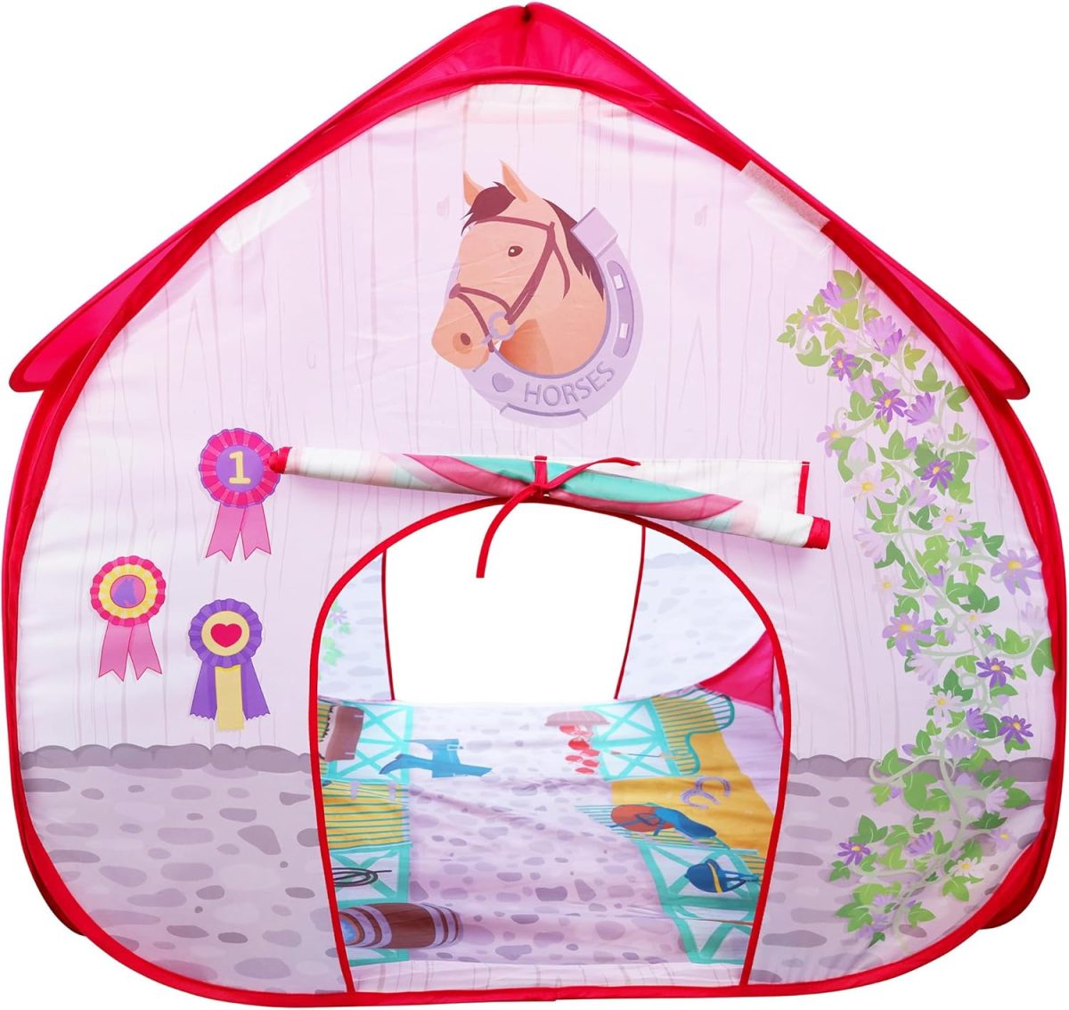 Pit Stop Tent with Race Mat Playhouse, Front & Back Doors, Spacious Interior, Pretend Play, Toddlers & Kids Ages 3+