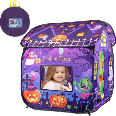 Play Tent for Kid, Halloween Ventilative Foldable Pop-Up Toddler Playhouse with Door Flip & Top Opening, Trick or Treat Non Shrink Fade Resistant Kids Tent for Girls Boys Gift, Kids Playhouse