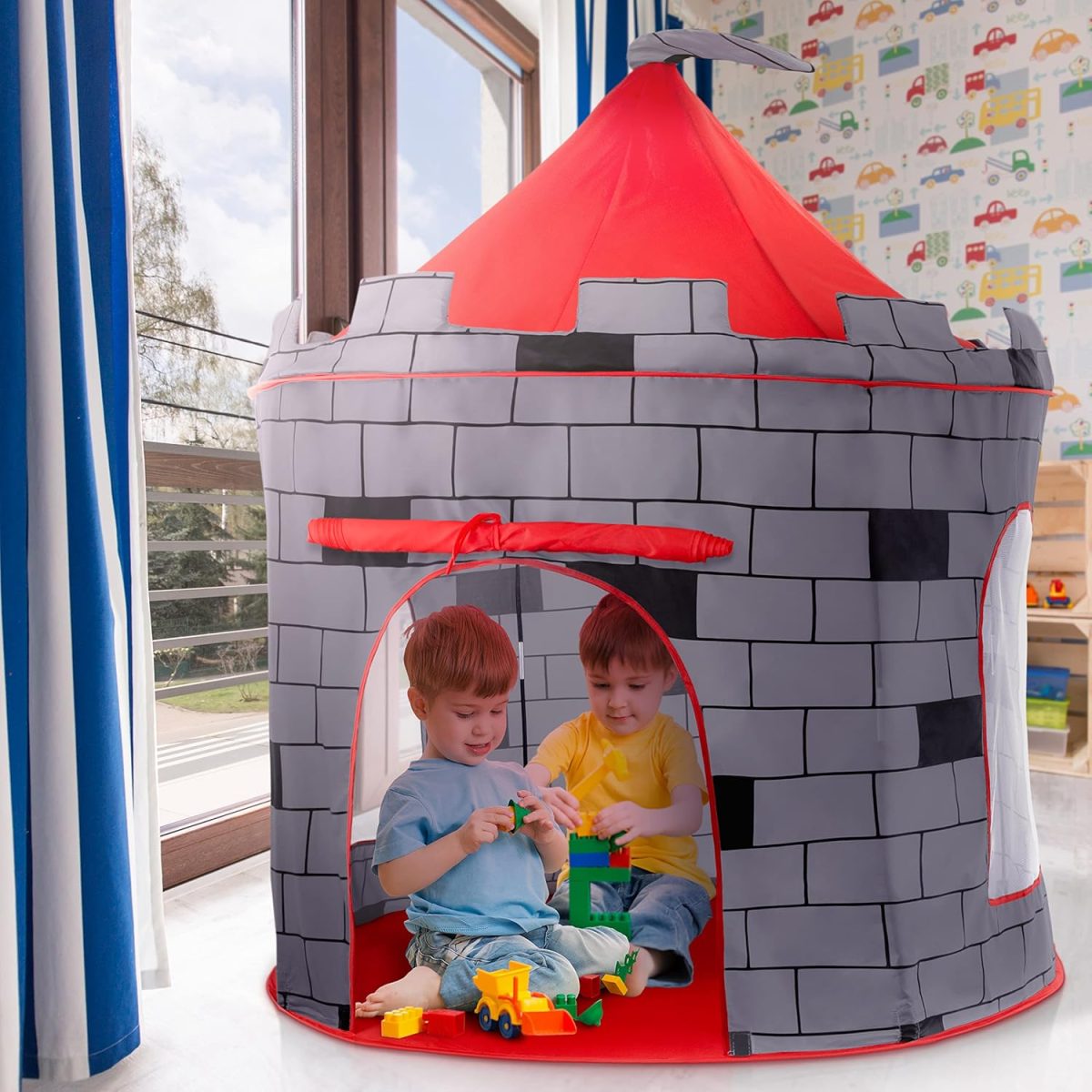 Kids Play Tent Knight Castle - Portable Kids Tent - Kids Pop Up Tent Foldable Into Carrying Bag - Childrens Play for Indoor & Outdoor Use - Kids Playhouse Best Gift for Boys & Girls