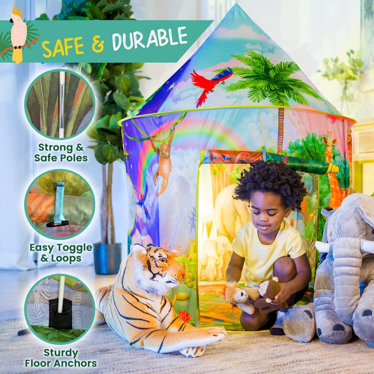 Dinosaur Discovery Play Tent with Roar Button - Extraordinary Pop Up Tent for Boys & Girls - Perfect for Indoor & Outdoor Adventures