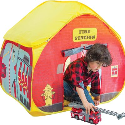 Pit Stop Tent with Race Mat Playhouse, Front & Back Doors, Spacious Interior, Pretend Play, Toddlers & Kids Ages 3+