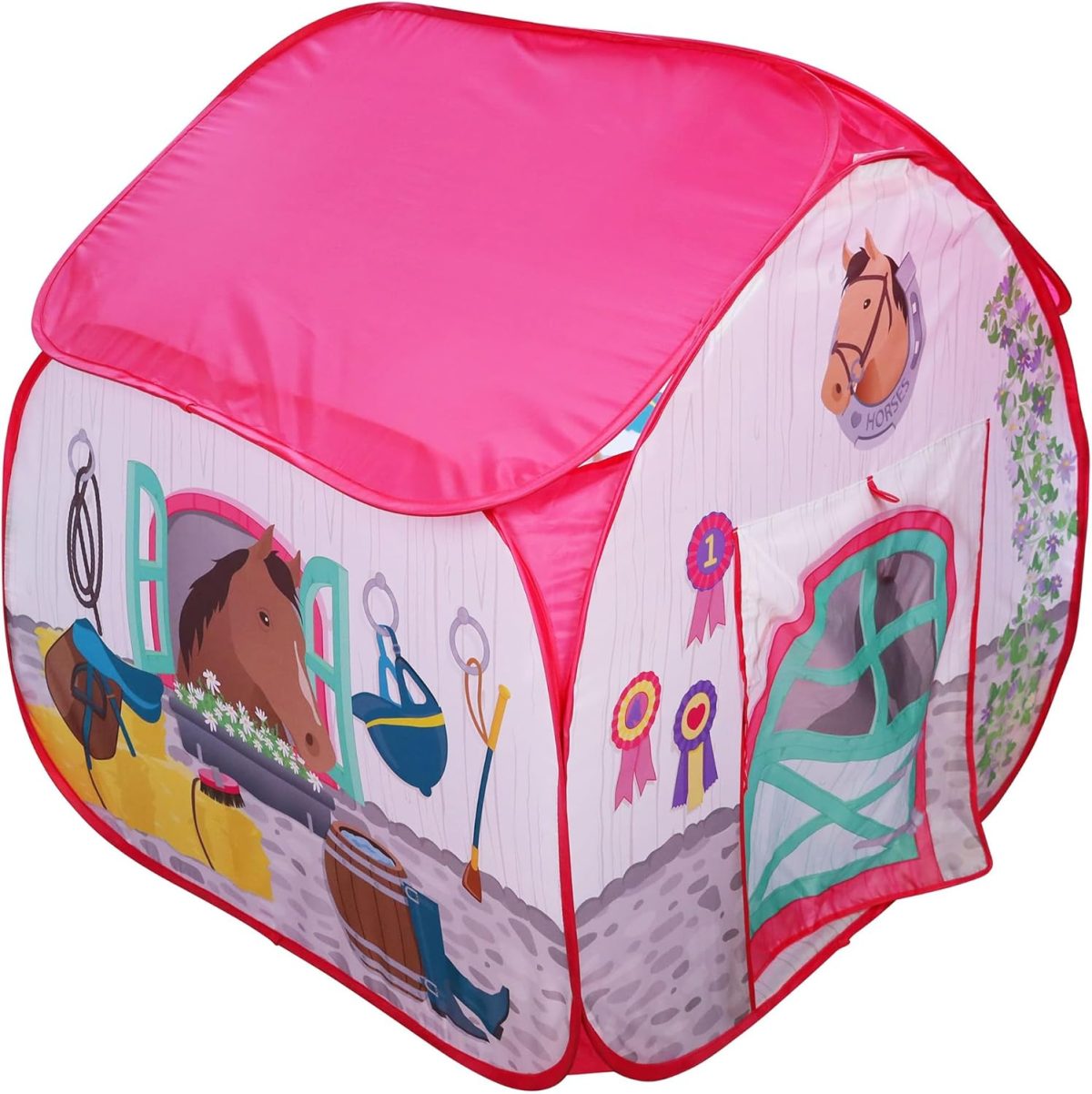 Pit Stop Tent with Race Mat Playhouse, Front & Back Doors, Spacious Interior, Pretend Play, Toddlers & Kids Ages 3+