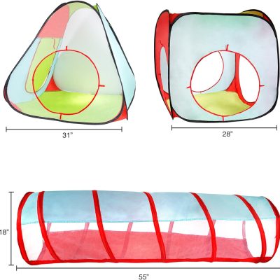 81rRuP8EHVL._AC_SL1500 Kids Tent, Cube, and Tunnel- Pop Up Girls and Boys Playhouse Hut for Indoor/Outdoor, Colorful Playroom Toy- Foldable with Carrying Bag