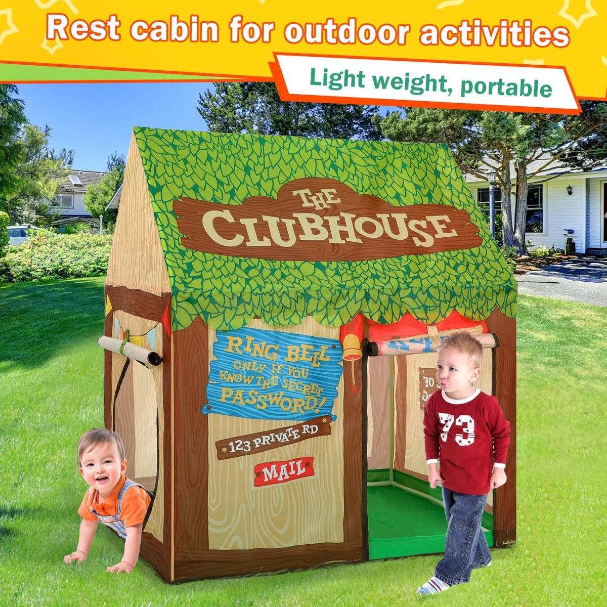 Kids Play Tent Indoor: Clubhouse Tent for Kids with Roll-up Door and Windows for Outdoor Games - Boys Tent Playhouse Toddlers Toys Tent for Birthday Gifts