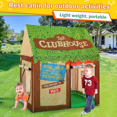 Kids Play Tent Indoor: Clubhouse Tent for Kids with Roll-up Door and Windows for Outdoor Games - Boys Tent Playhouse Toddlers Toys Tent for Birthday Gifts