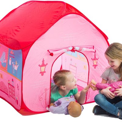 Pit Stop Tent with Race Mat Playhouse, Front & Back Doors, Spacious Interior, Pretend Play, Toddlers & Kids Ages 3+