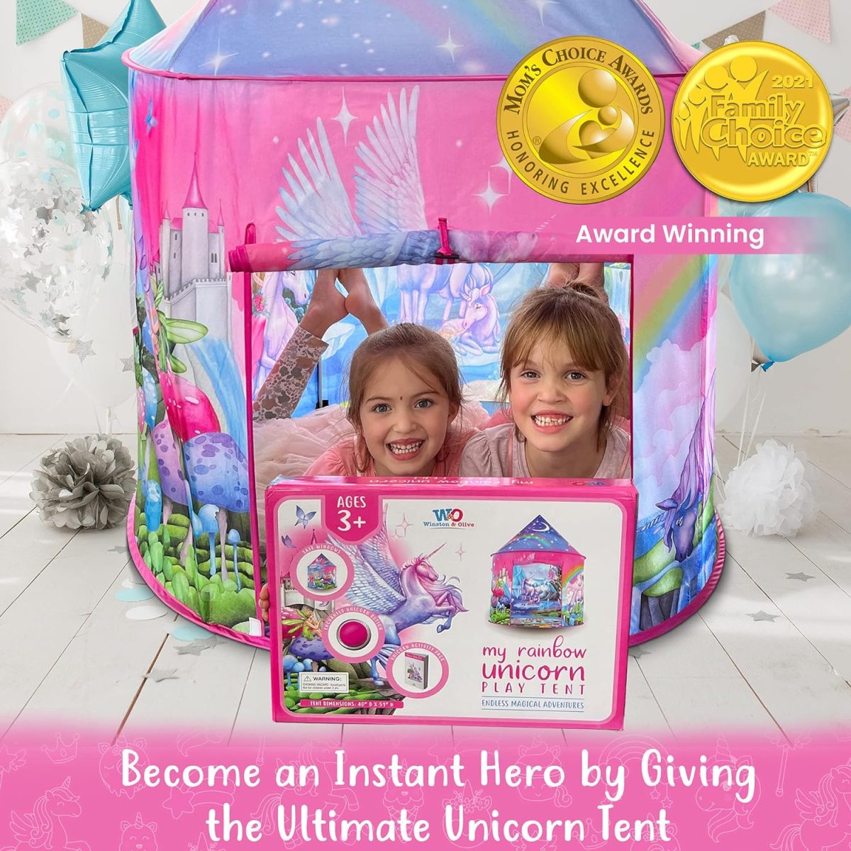 Unicorn Sparkle Play Tent with Magical Unicorn Sounds - Captivating Pop Up Tent for Girls - Perfect for Indoor & Outdoor Play