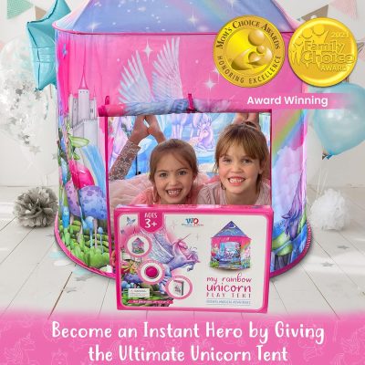 Unicorn Sparkle Play Tent with Magical Unicorn Sounds - Captivating Pop Up Tent for Girls - Perfect for Indoor & Outdoor Play