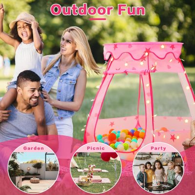 Baby Ball Pit for Toddler: with Star Lights - Pop Up Princess Play Tent for Kids - Indoor Outdoor Baby Girl Toys Birthday Gifts - NO Balls (Grayish Green Tent)