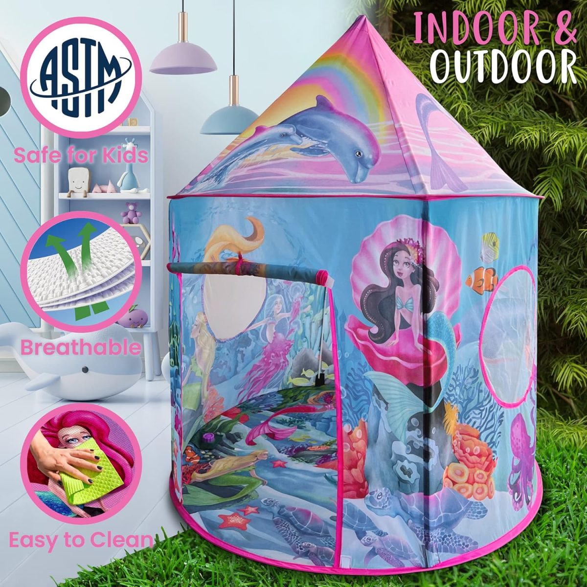 Unicorn Sparkle Play Tent with Magical Unicorn Sounds - Captivating Pop Up Tent for Girls - Perfect for Indoor & Outdoor Play