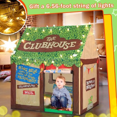 Kids Play Tent Indoor: Clubhouse Tent for Kids with Roll-up Door and Windows for Outdoor Games - Boys Tent Playhouse Toddlers Toys Tent for Birthday Gifts