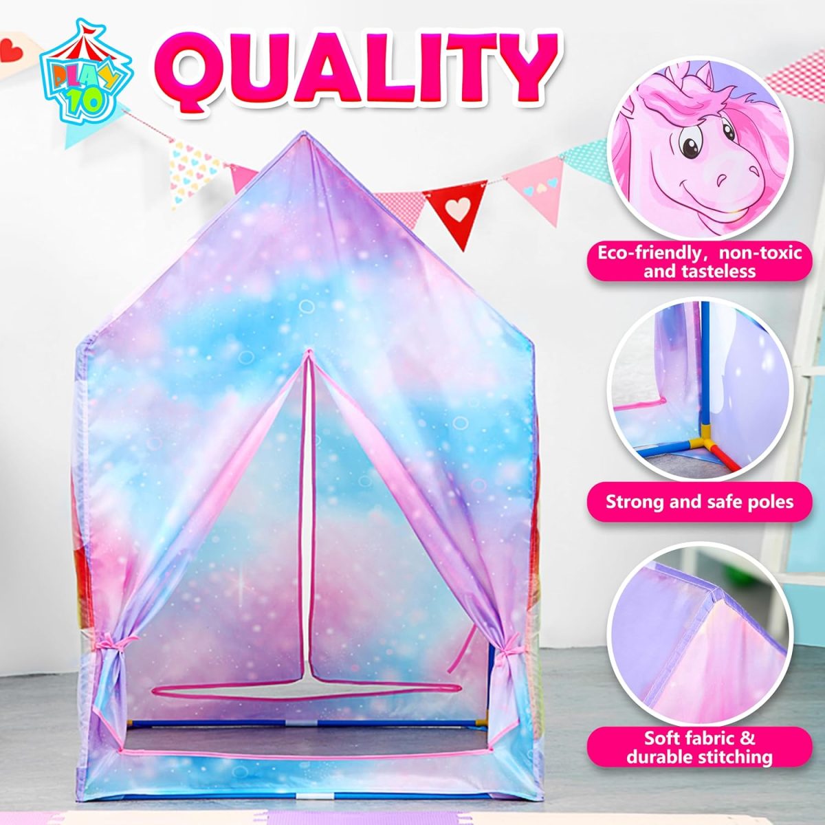 Unicorn Play Tent Kids Tent Girls & Boys, Princess Castle Tent Pretend Playhouse for Children Indoor and Outdoor Fun, Foldable Playhouse Toy Gift