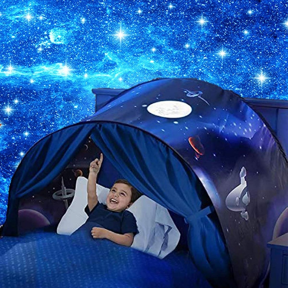 Kids Dream Bed Tent Twin Size - Deluxe Space Adventure & Dinosaur Island & Unicorn & Winter Wonderland, Boys Girls Pop up Play Tents Children Game Tent Magical Playhouse Christmas Birthday Gifts