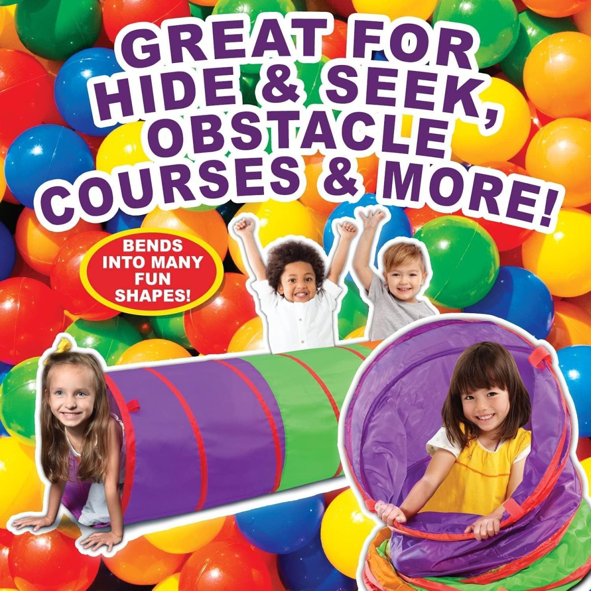 Kids Play Tunnel Tent for Toddlers, Colorful Pop Up Crawl Tunnel Toy for Baby or Pet, Collapsible Gift for Boy and Girl 6 Foot Play Tunnel Indoor and Outdoor Game