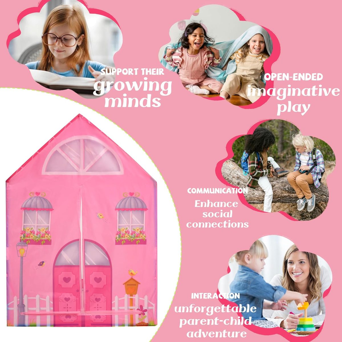 Unicorn Play Tent Kids Tent Girls & Boys, Princess Castle Tent Pretend Playhouse for Children Indoor and Outdoor Fun, Foldable Playhouse Toy Gift
