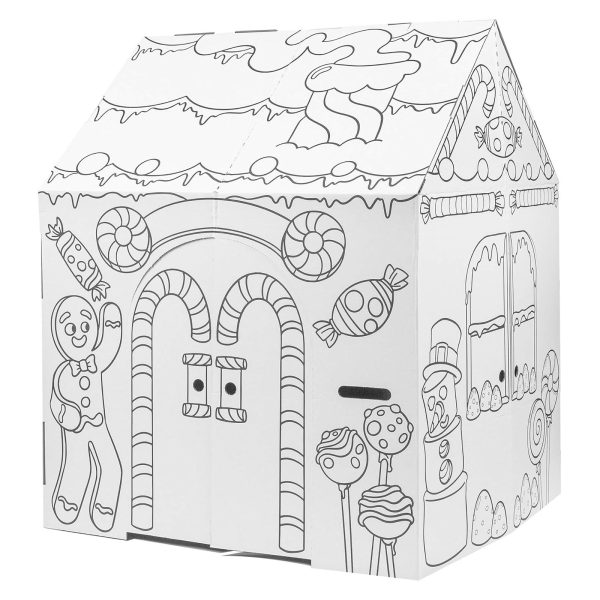 Easy Playhouse Gingerbread House - Kids Art & Craft for Indoor Fun, Color Favorite Holiday Sweets & Winter Friends– Decorate & Personalize a Cardboard Fort, 32" X 26. 5" X 40. 5"