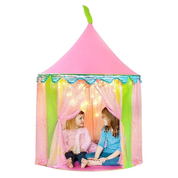 Princess-Tent with Star Lights & Carry Case, Pop Up Play-Tent, Princess Castle Indoor Playhouse, Foldable Kids Play Tent Outdoor, Toddler-Tent for Girls