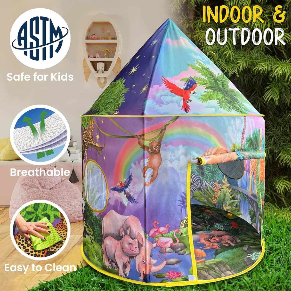 Dinosaur Discovery Play Tent with Roar Button - Extraordinary Pop Up Tent for Boys & Girls - Perfect for Indoor & Outdoor Adventures