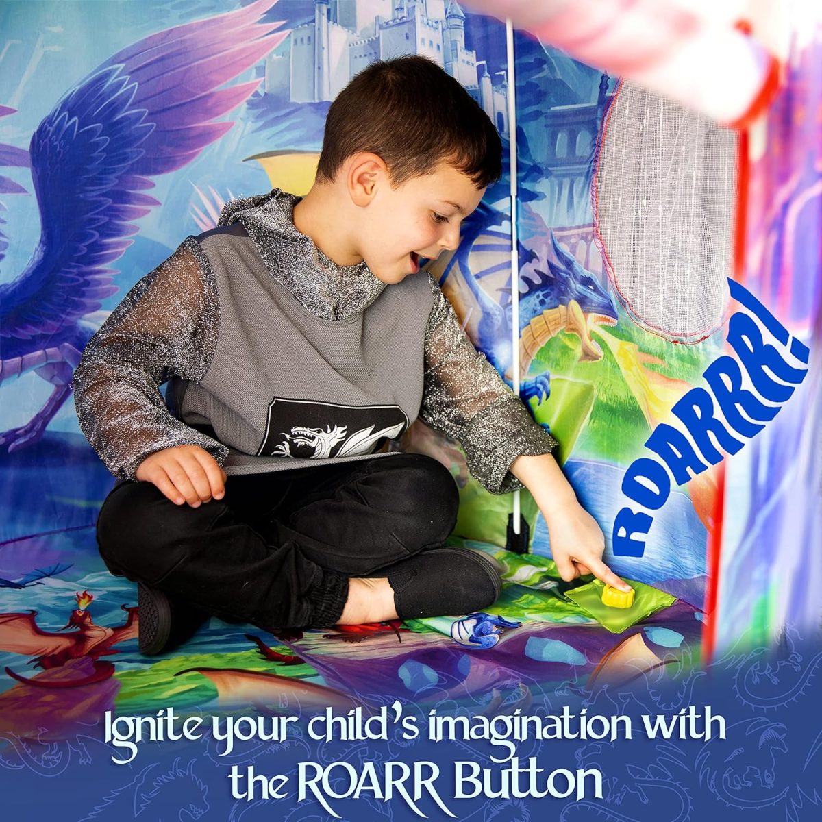 Dinosaur Discovery Play Tent with Roar Button - Extraordinary Pop Up Tent for Boys & Girls - Perfect for Indoor & Outdoor Adventures